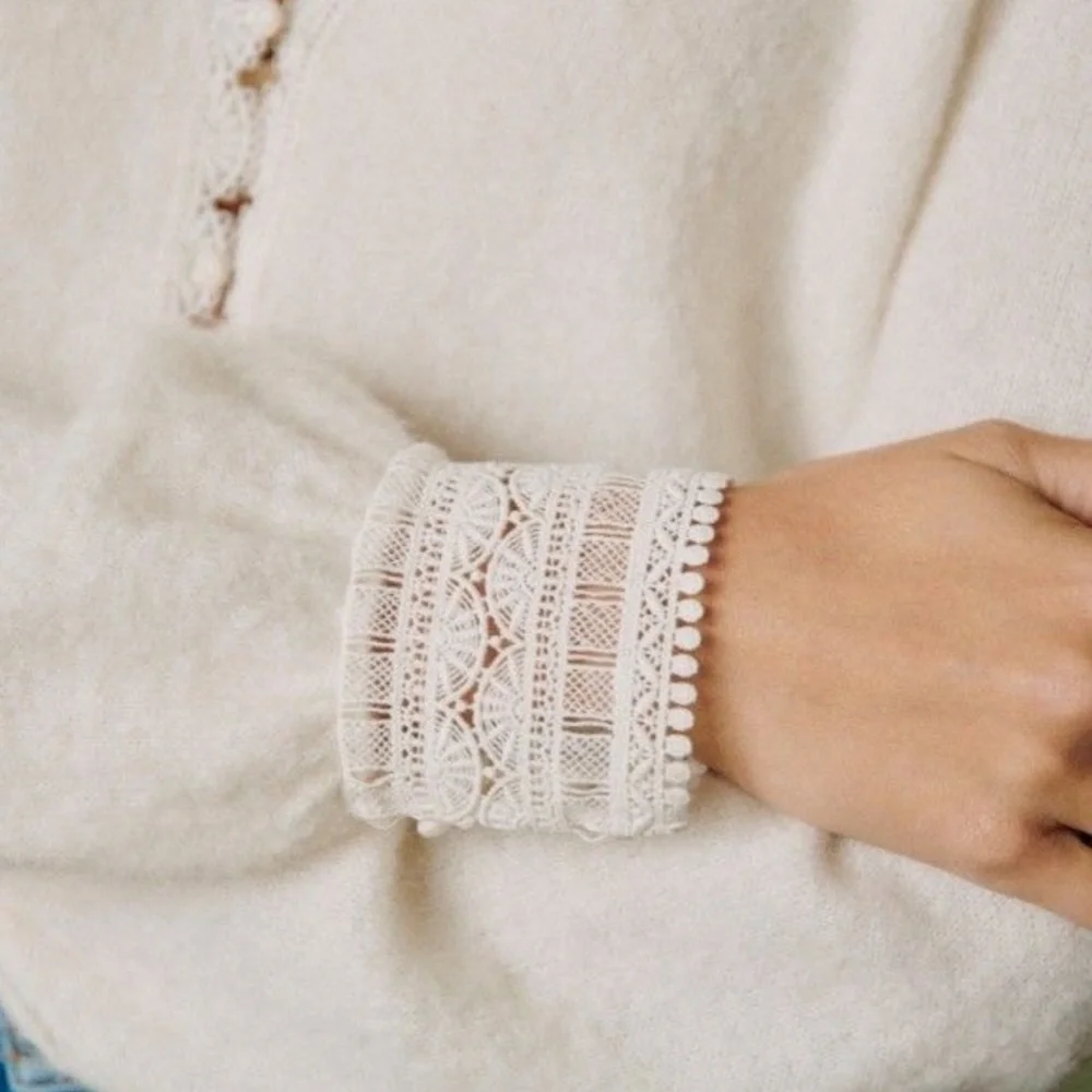 SEZANE Melina Cardigan Ecru Sz Small - Picture 4 of 9